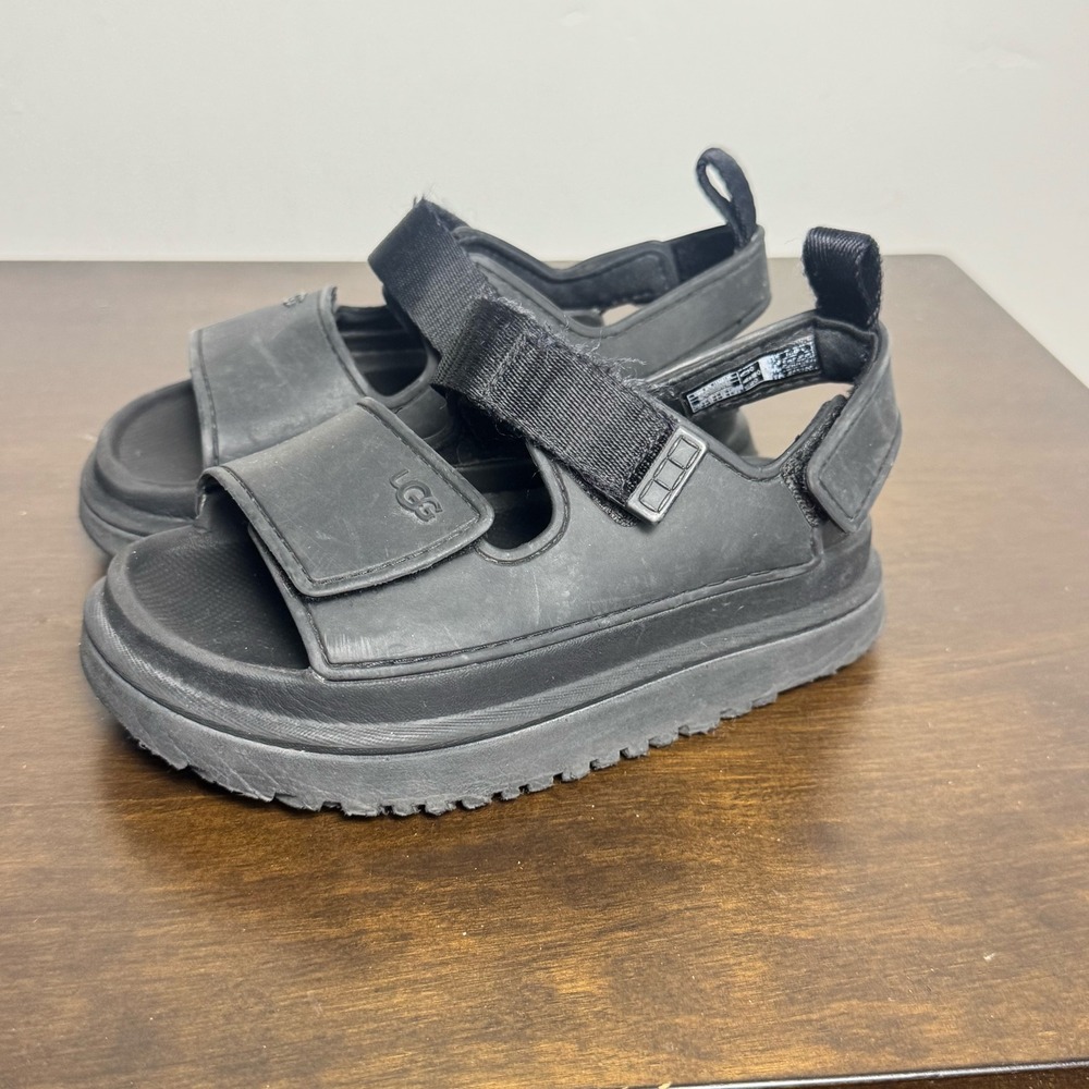 UGG GoldenGlow Sandals Kids 12 Lightweight Sport Platform Black
